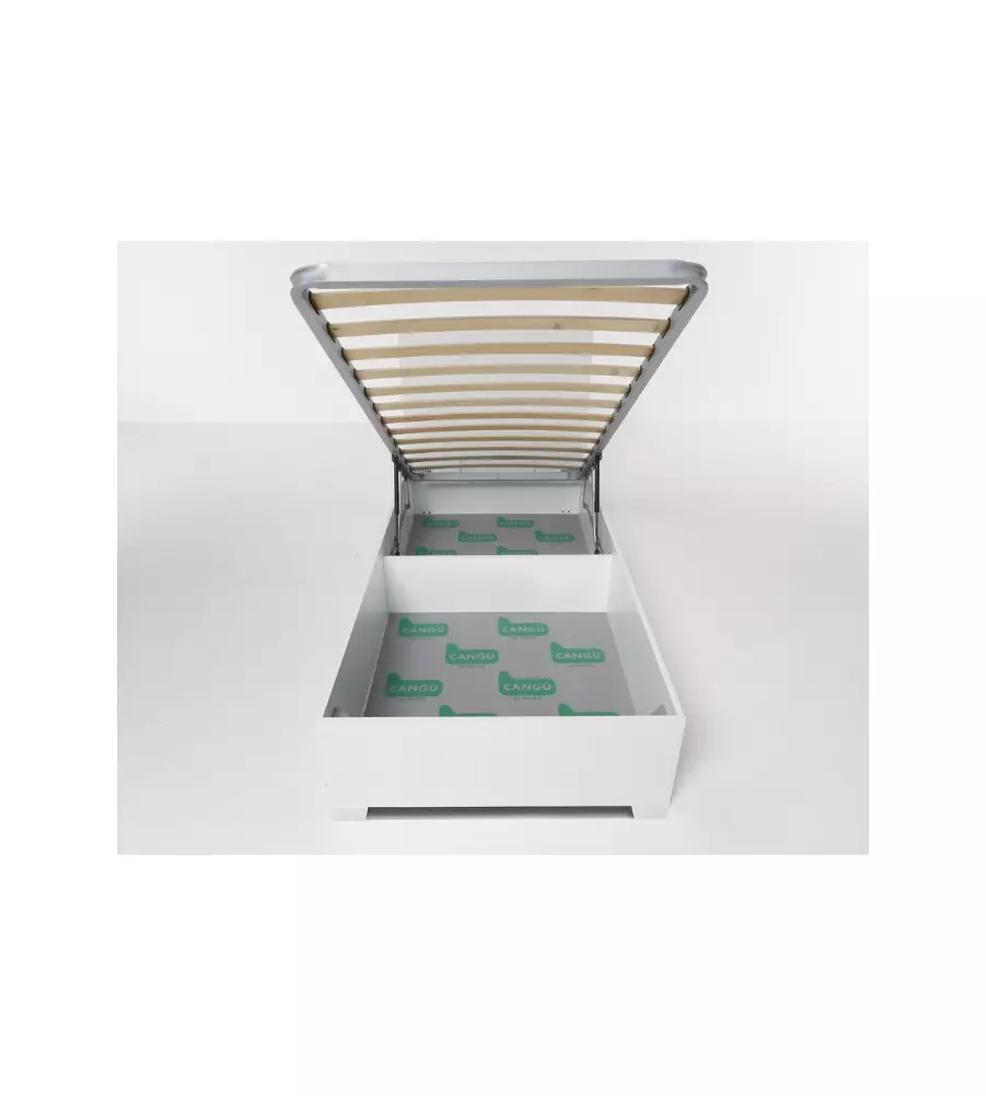 LETTO SINGOLO CONTENITORE CON PIEDINI "HI BOX" BIANCO 90X190 CM